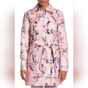 Floral Double-Breasted Trench Coat